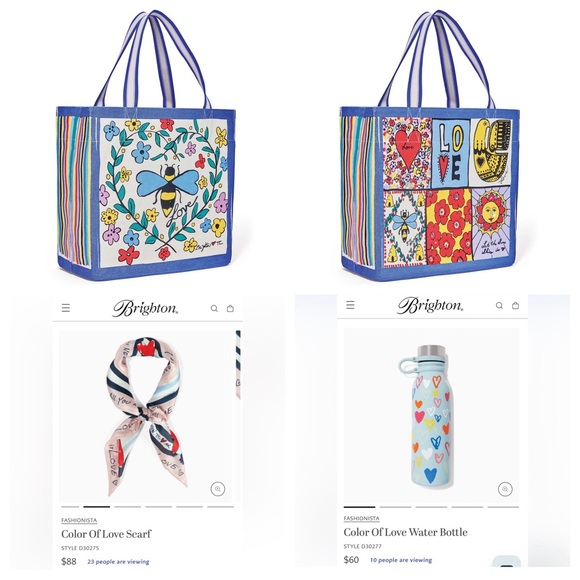 FOUR items Brighton Tote Scarf Water Bottle Coin Purse - Picture 1 of 16